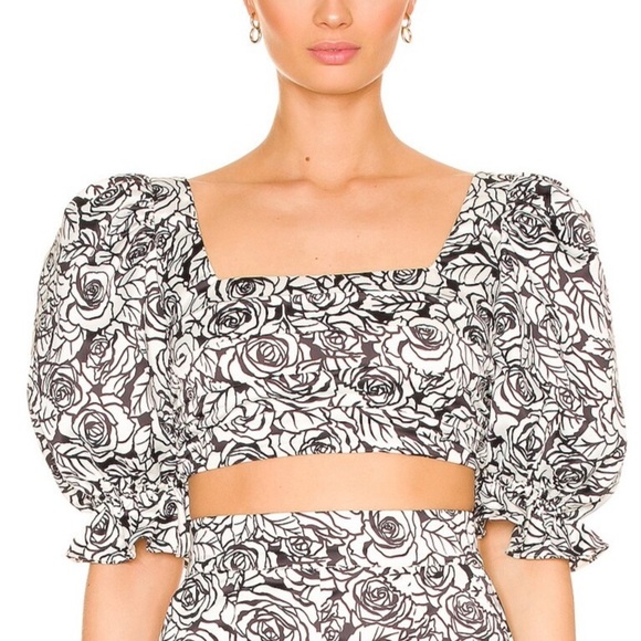 Lovers and Friends Sully Floral Print Puff Sleeve Bobbie Crop Top Size XS - Picture 1 of 11